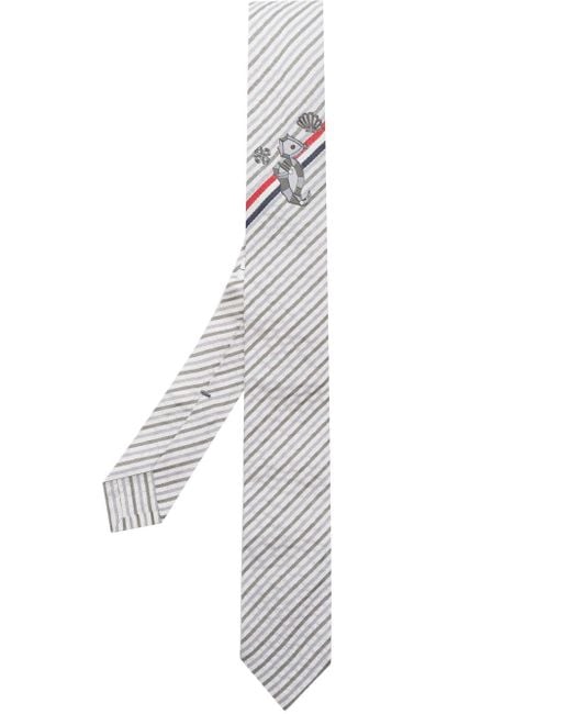 Thom Browne White Seashore-print Silk Tie for men