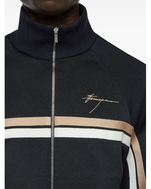 Ferragamo Black Logo-engraved Zip-up Jacket for men