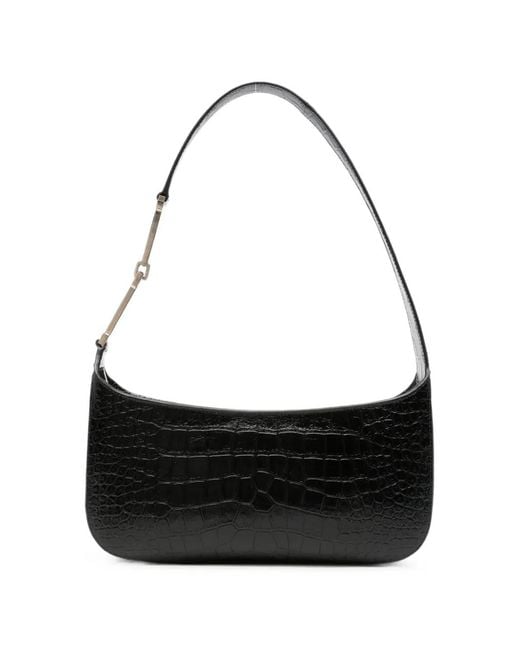 Tom Ford Black Crocodile-Effect Leather Shoulder Bag
