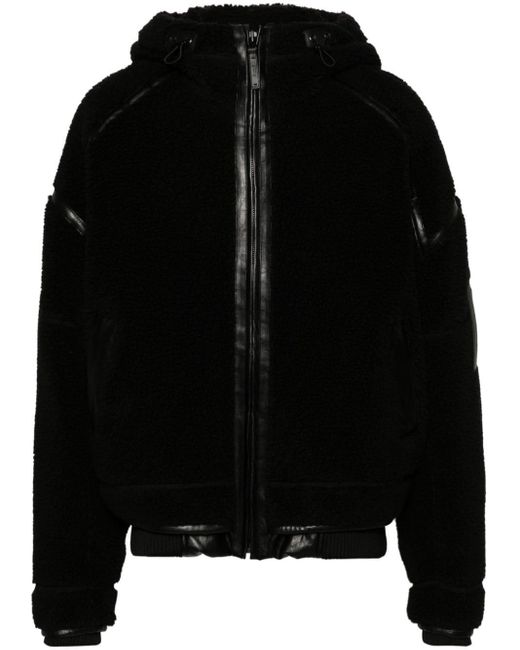 Juun.J Black Faux-shearling Hooded Jacket for men