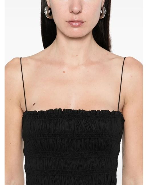 Matteau Black Shirred Mini Dress