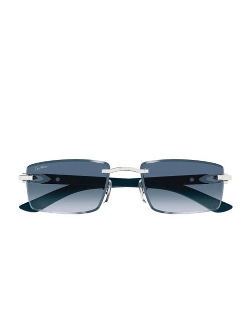 Cartier Blue Rectangle-Frame Sunglasses for men
