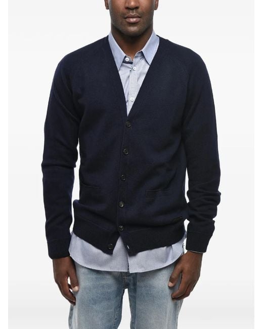 DSquared² Blue Patch-Pocket V-Neck Cardigan for men
