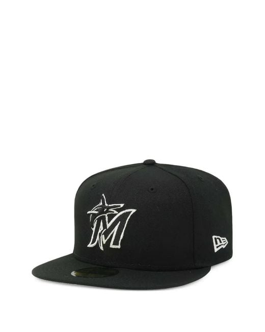KTZ Black 59Fifty Miami Marlins Authentic Fitted Cap for men