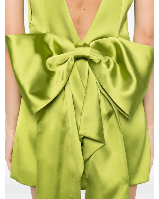 Self-Portrait Green Oversized-Bow Mini Dress