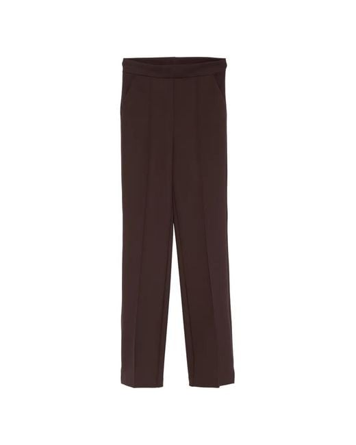 La Petite Robe Di Chiara Boni Brown Elasticated-Waistband Cropped Trousers
