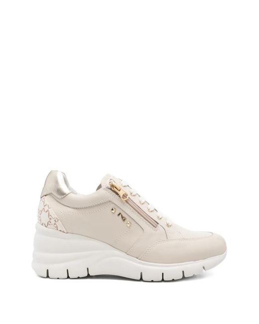 Nero Giardini White Zip-Up Panelled Sneakers