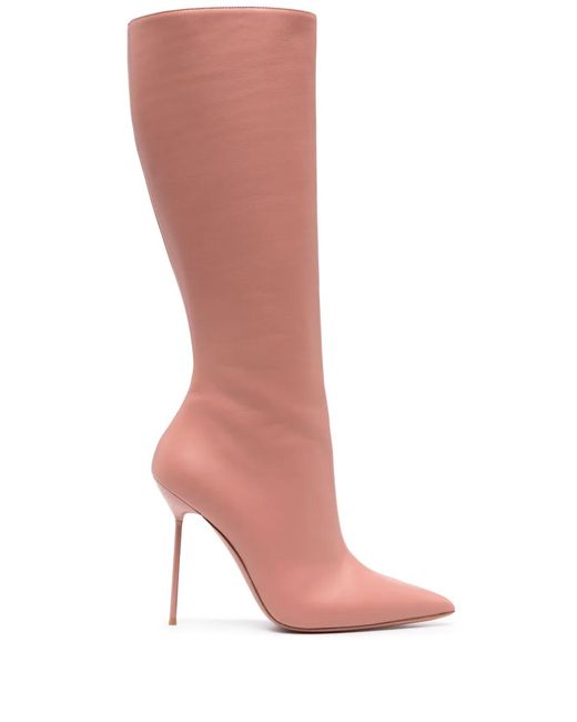 Paris Texas Pink Lidia Leather Knee-High Boots