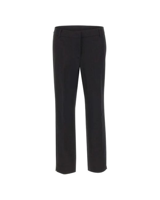 Marella Black Side-Slit Straight Trousers