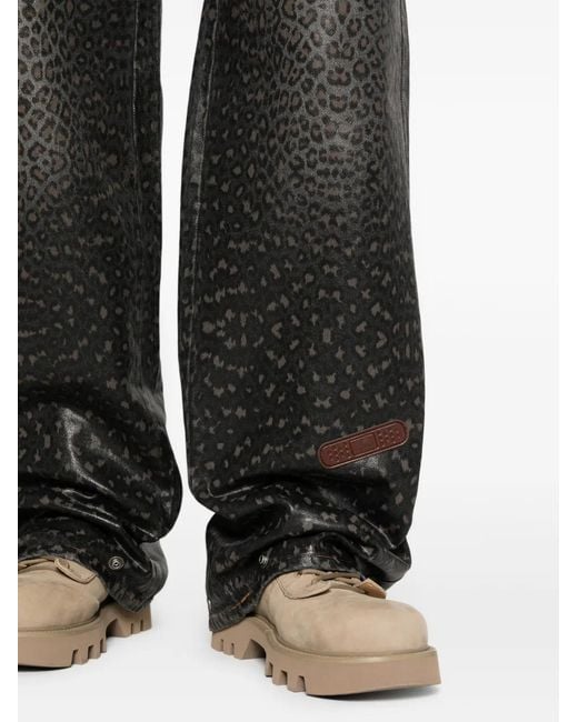 PDF Gray Leopard Print Denim Jeans for men