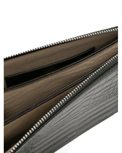 Totême Black Threefold Croco-Embossed Clutch Bag