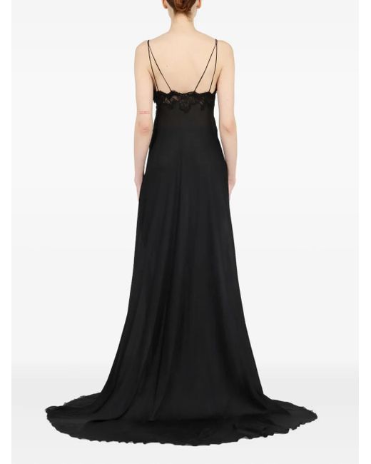 Vestido largo con paneles de encaje Roberto Cavalli de color Black