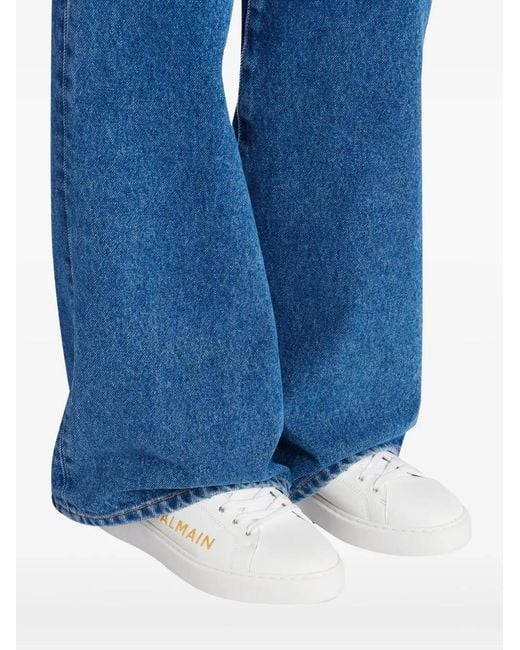 Balmain White B-Court Low Top Lace Up