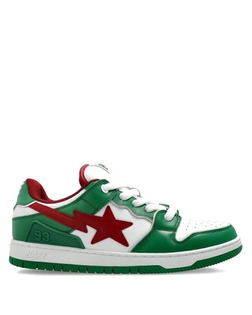 A Bathing Ape Green Sneakers mit Stern-Patch