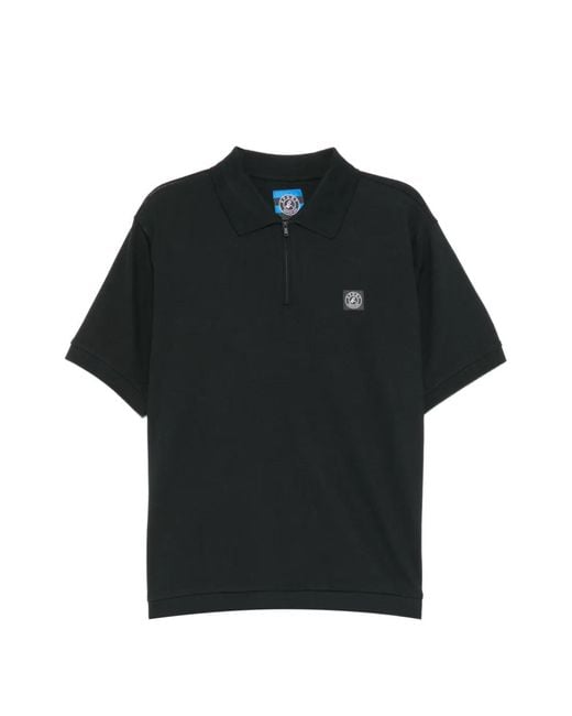 SPORT b. by agnès b. Black Logo Half Zip Polo Shirt for men