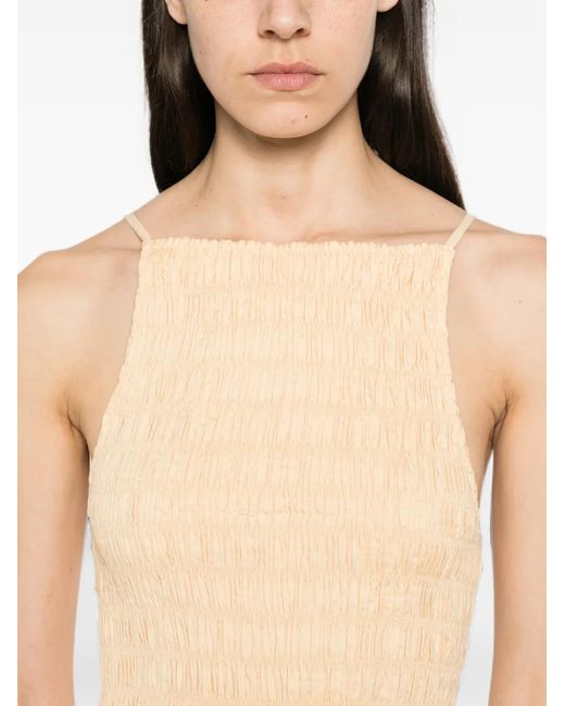 Faithfull The Brand White Laia Shirred-Bodice Maxi Dress