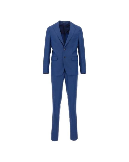Brian Dales Blue Notch-Lapel Single-Breasted Suit for men