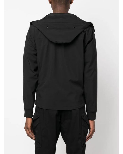 C P Company Black Front Zip Jacket With Adjustable Hood for men