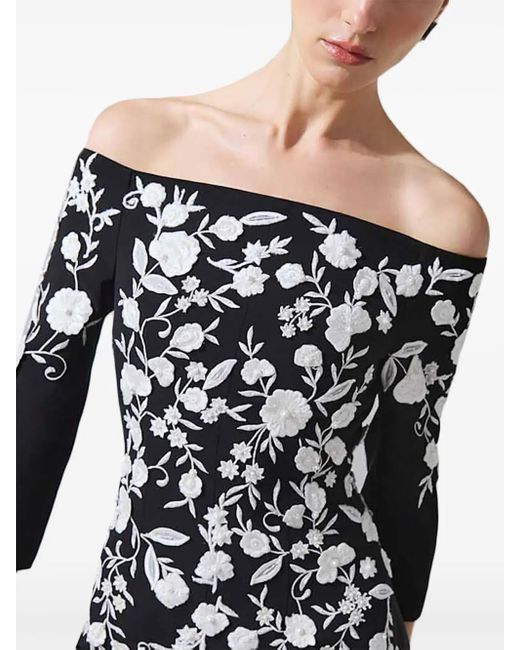 Carolina Herrera フローラル ドレス Black