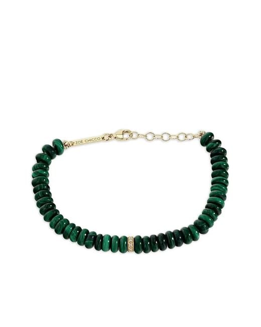 Zoe Chicco Metallic 14 Diamond And Malachite Bracelet