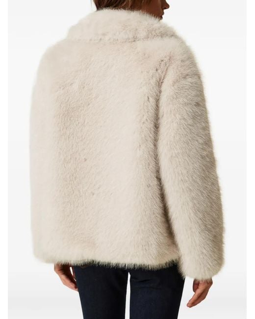 Twinset Natural Manteau Court En Fourrure Artificielle