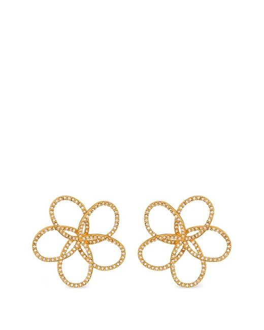 Oscar de la Renta Metallic Flower-Embellished Earrings