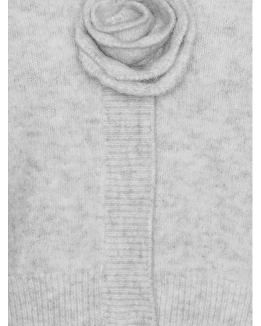 ROTATE BIRGER CHRISTENSEN White Cardigan With Rose Appliqué