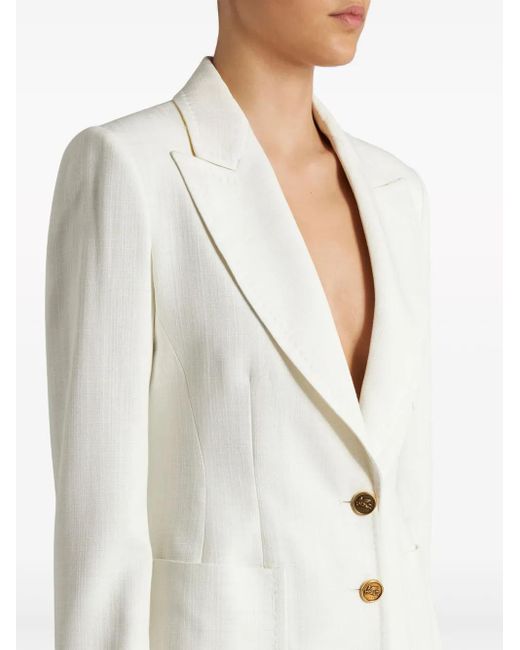 Etro White Slub Fabric Jacket