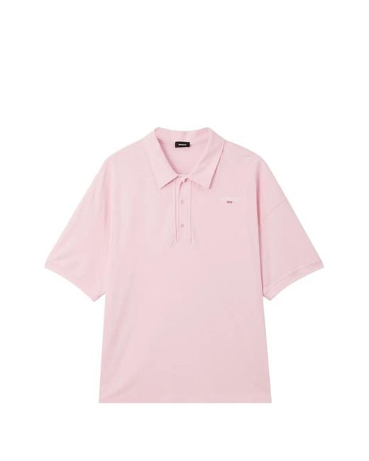 we11done Pink Logo-Embroidered Oversized Polo Shirt