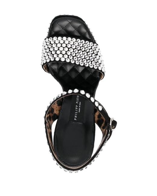 Philipp Plein Strass 140mm ビジュートリム サンダル Black