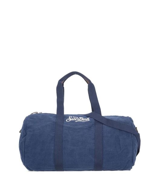 Mc2 Saint Barth Blue Embroidere-Logo Holdall for men