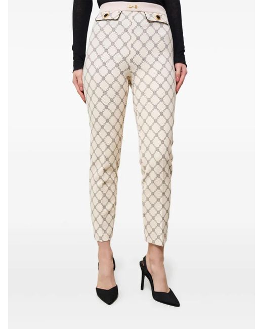 Pantalones con motivo a rombos Elisabetta Franchi de color Natural