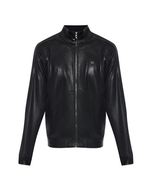 DIESEL Black S-Glossy Zip-Up Sweatshirt for men