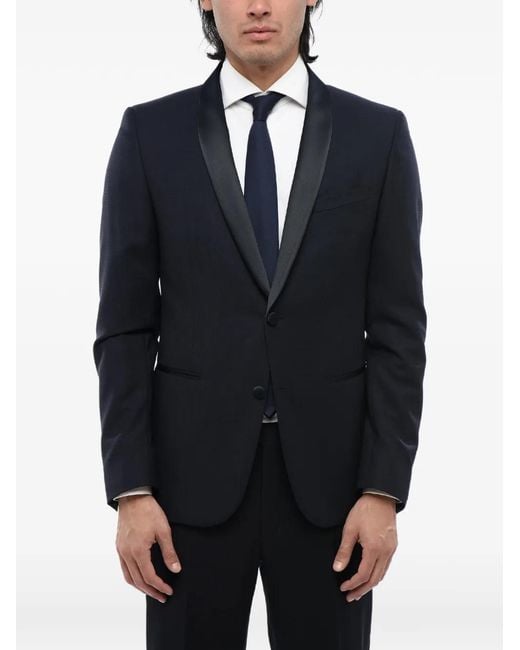 Corneliani Blue Shawl-Collar Single-Breasted Jacket for men