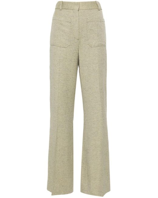 Victoria Beckham Natural Alina Speckle-knit Trousers