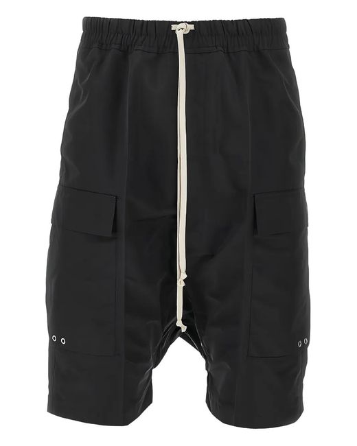 Rick Owens Black Drawstring Cargo-Pocket Shorts for men