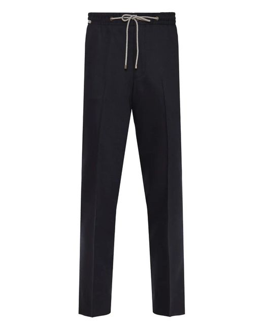 Corneliani Blue Drawstring-Waist Trousers for men