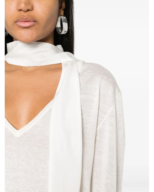 Fabiana Filippi White Relaxed Fit Knitwear With Deep V-Neck