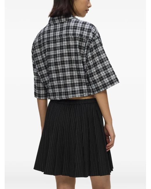 Karl Lagerfeld Black Checked Drawstring-Hem Shirt