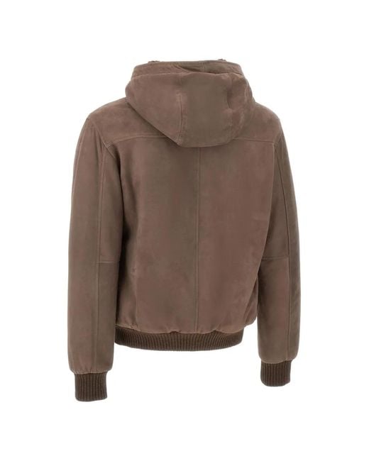 Volfagli Brown Veste Bomber À Doublure Lainée for men