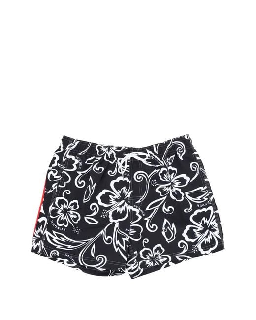 Sundek White Floral-Print Swim Shorts for men