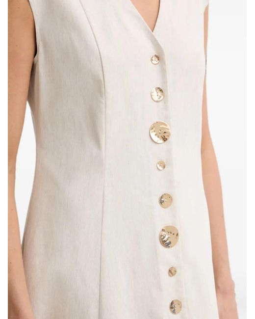 Joseph Ribkoff White Button-Up Sleeveless Midi Dress
