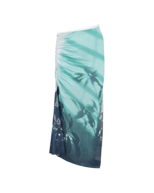 Ph5 Blue Lina Ruched Midi Skirt