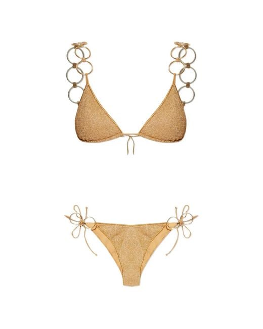 Oseree White Ring-Embellished Bikini