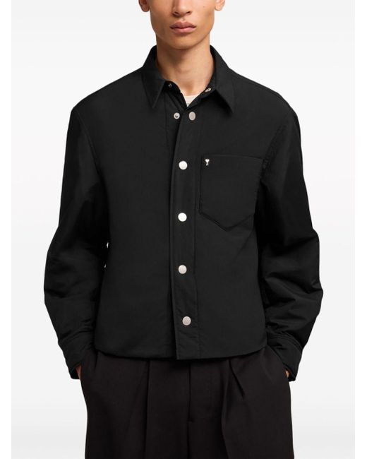 Camicia con placca logo di AMI in Black da Uomo