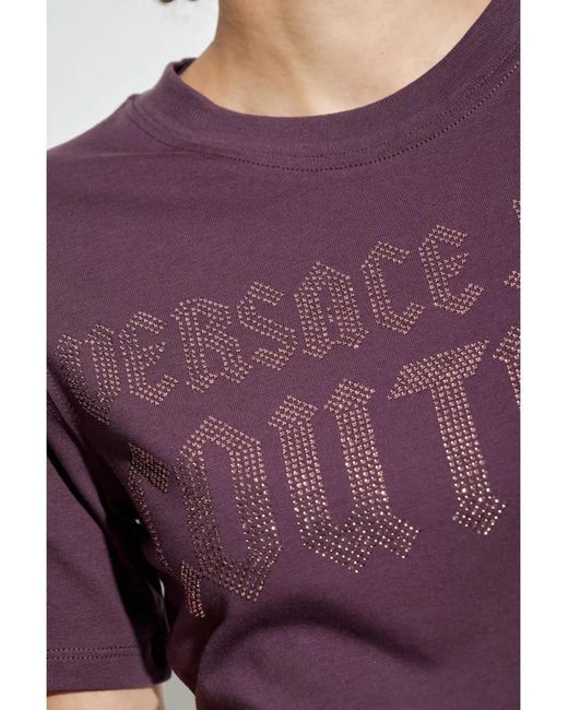Versace Jeans Couture Purple Logo-Embellished T-Shirt Dress