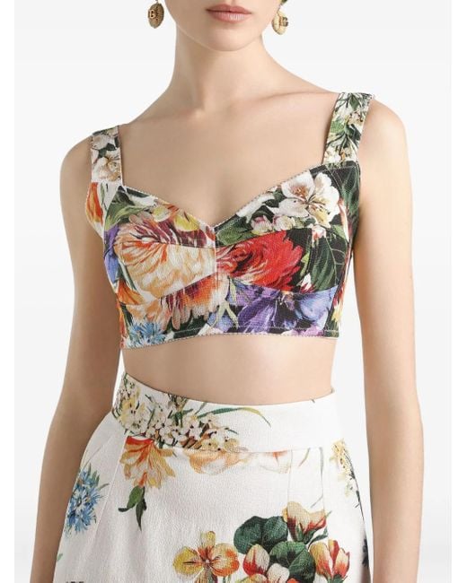 Dolce & Gabbana Pink Floral-Print Bralette Top