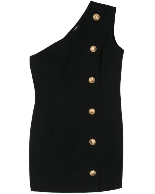 Robe courte à une épaule Balmain en coloris Black