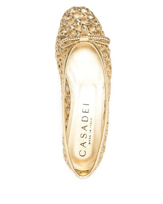 Casadei Natural Woven Ballet Flats