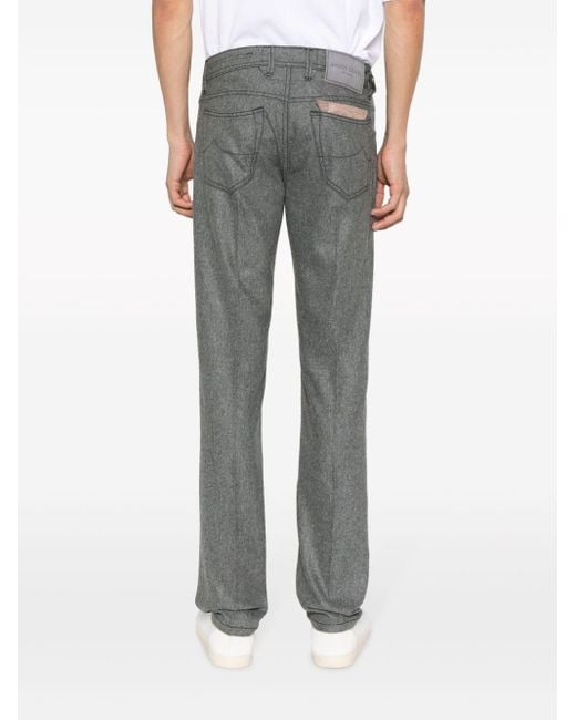Jacob Cohen Gray Bard Slim-cut Flannel Trousers for men